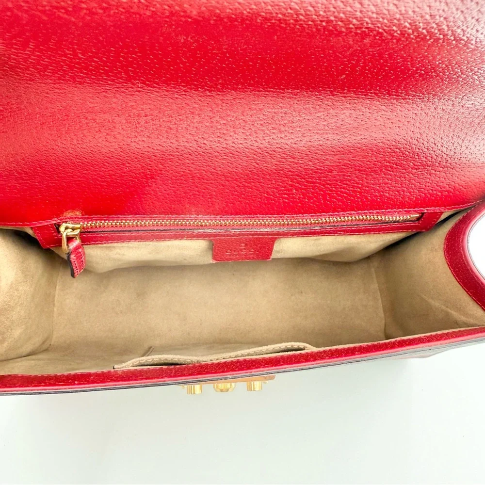 Gucci GG Supreme Monogram Tian Large Padlock Shoulder Bag Beige Multicolor - Picture 7 of 11